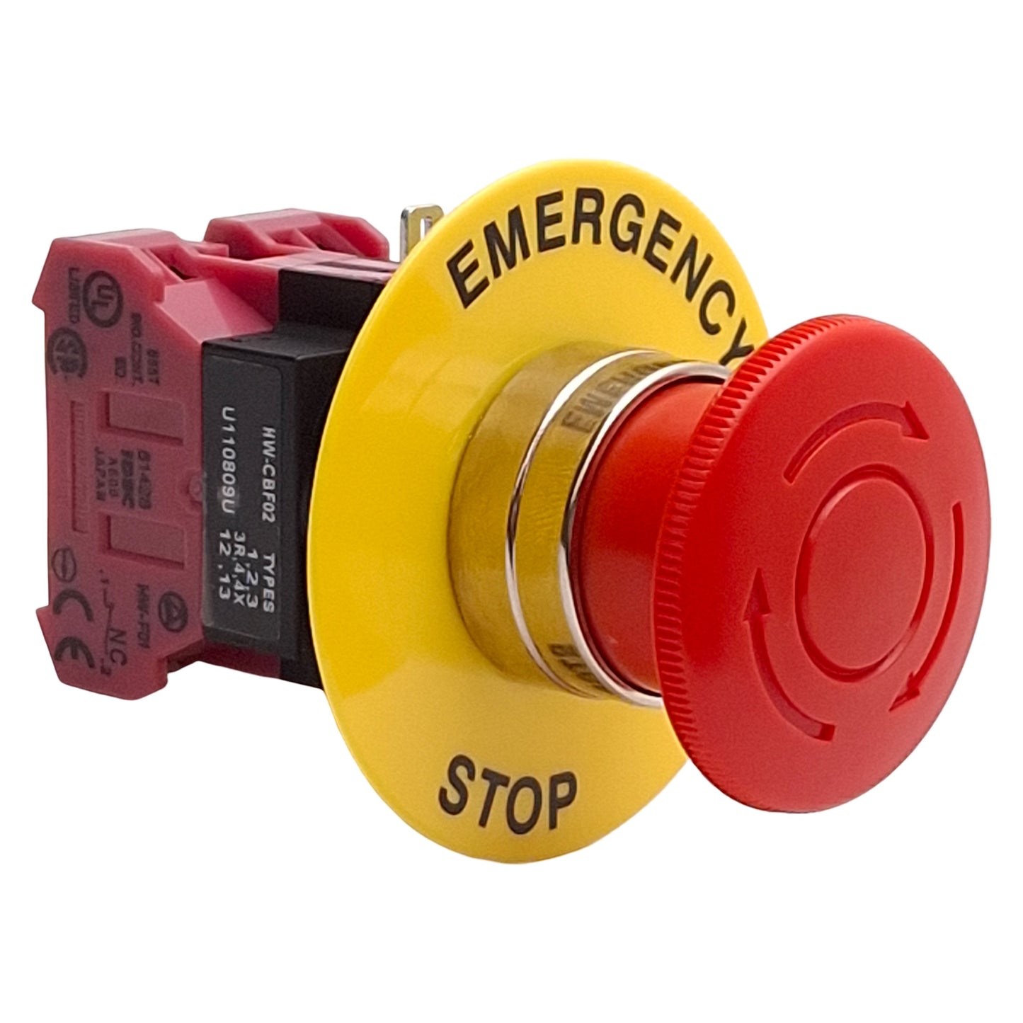 Used Idec HW1B-V4P02R E-Stop Pushbutton, Pushlock Turn Reset, 2NC, ø40mm, 10A 600V