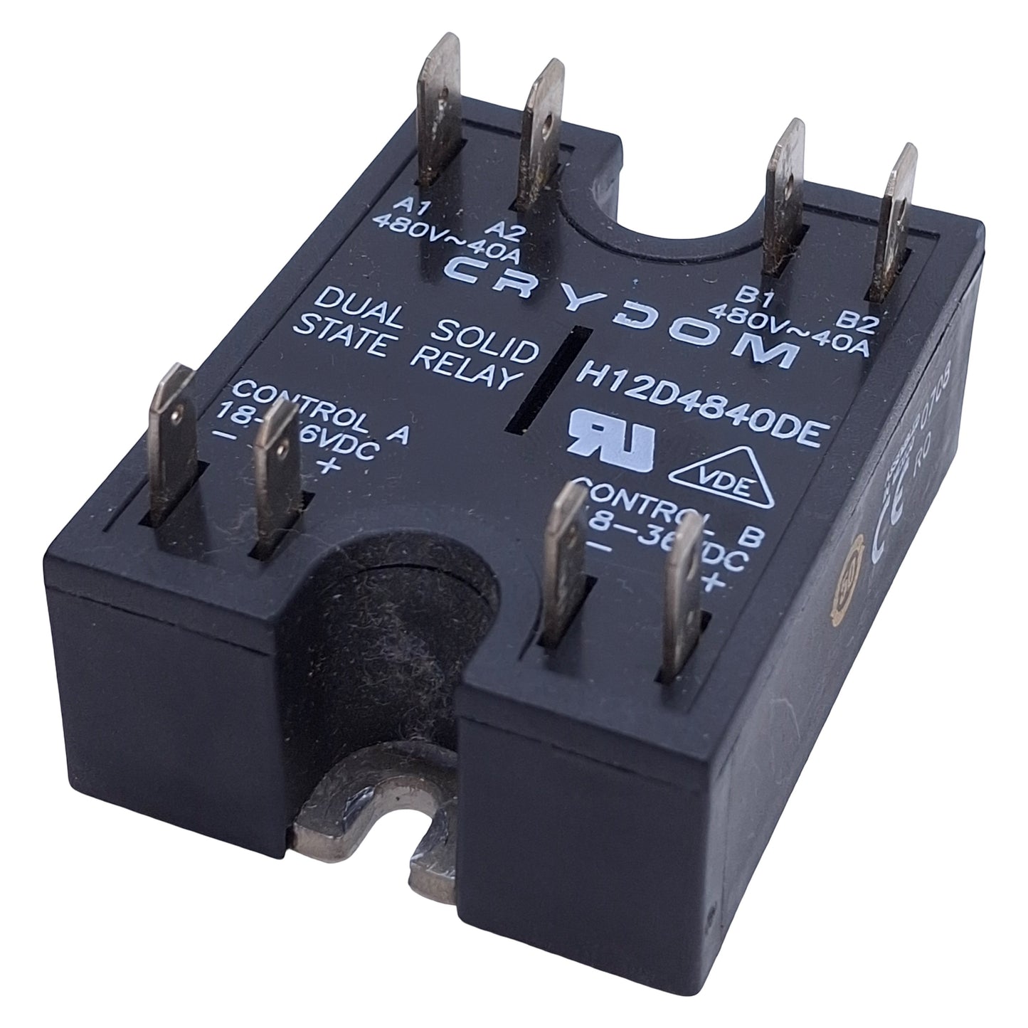 Used Crydom H12D4840DE Solid State Relay SPST-NO, 15-32VDC Control, 48-530VAC 40A