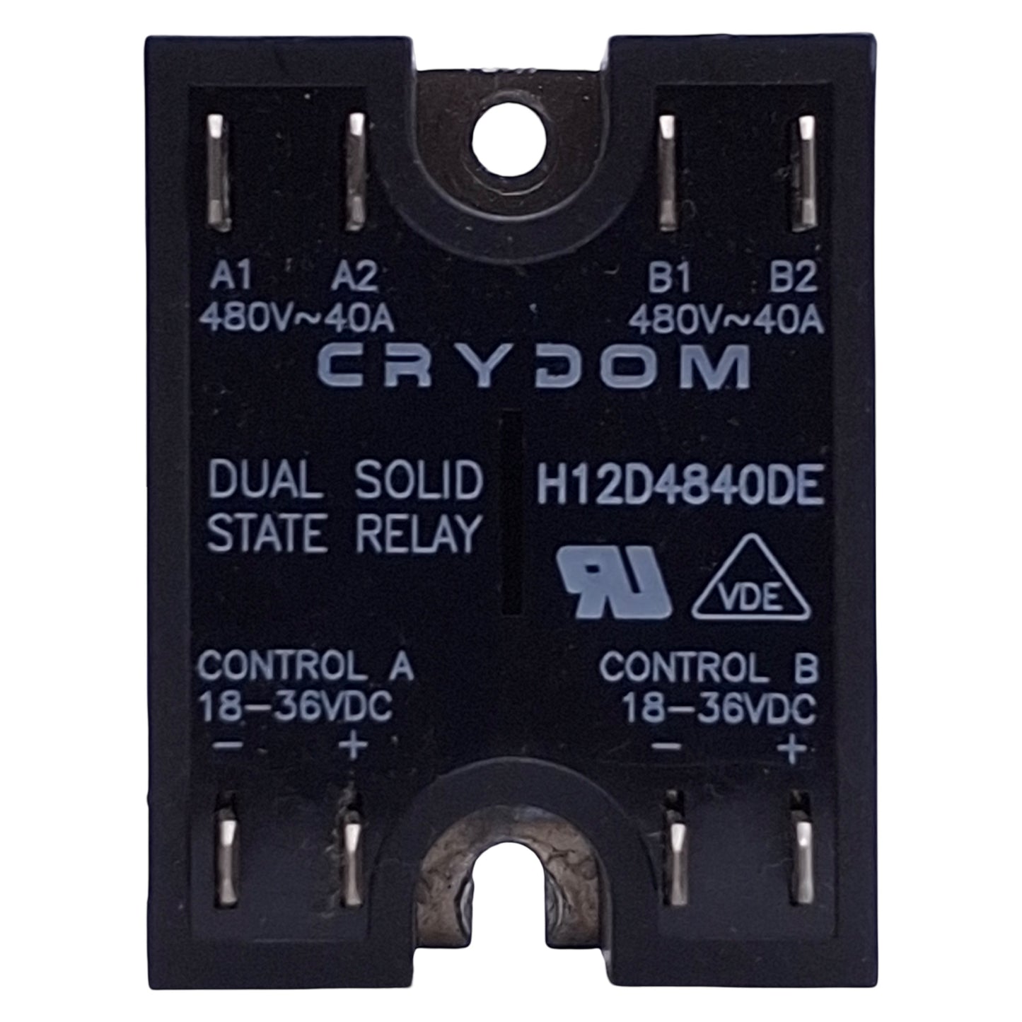Used Crydom H12D4840DE Solid State Relay SPST-NO, 15-32VDC Control, 48-530VAC 40A