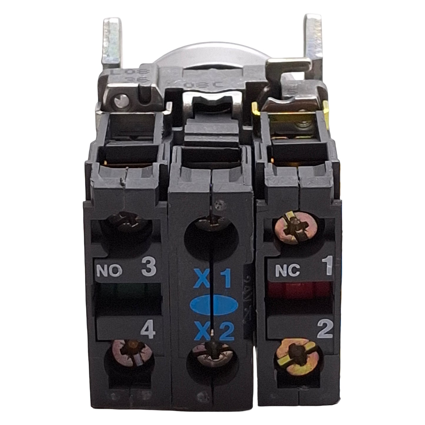 Used Schneider Electric XB4BW36B5 Illuminated Blue Pushbutton, 1NO+1NC, 24VAC/DC LED