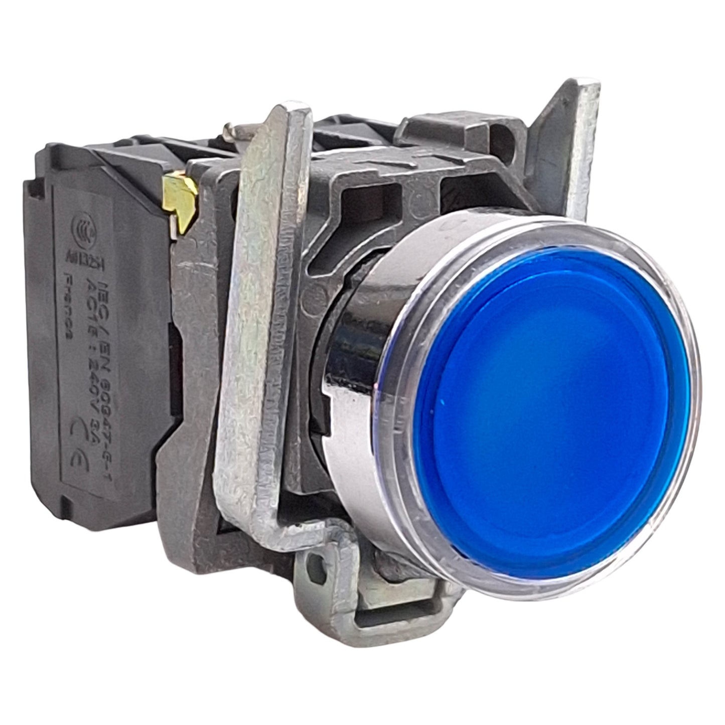 Used Schneider Electric XB4BW36B5 Illuminated Blue Pushbutton, 1NO+1NC, 24VAC/DC LED