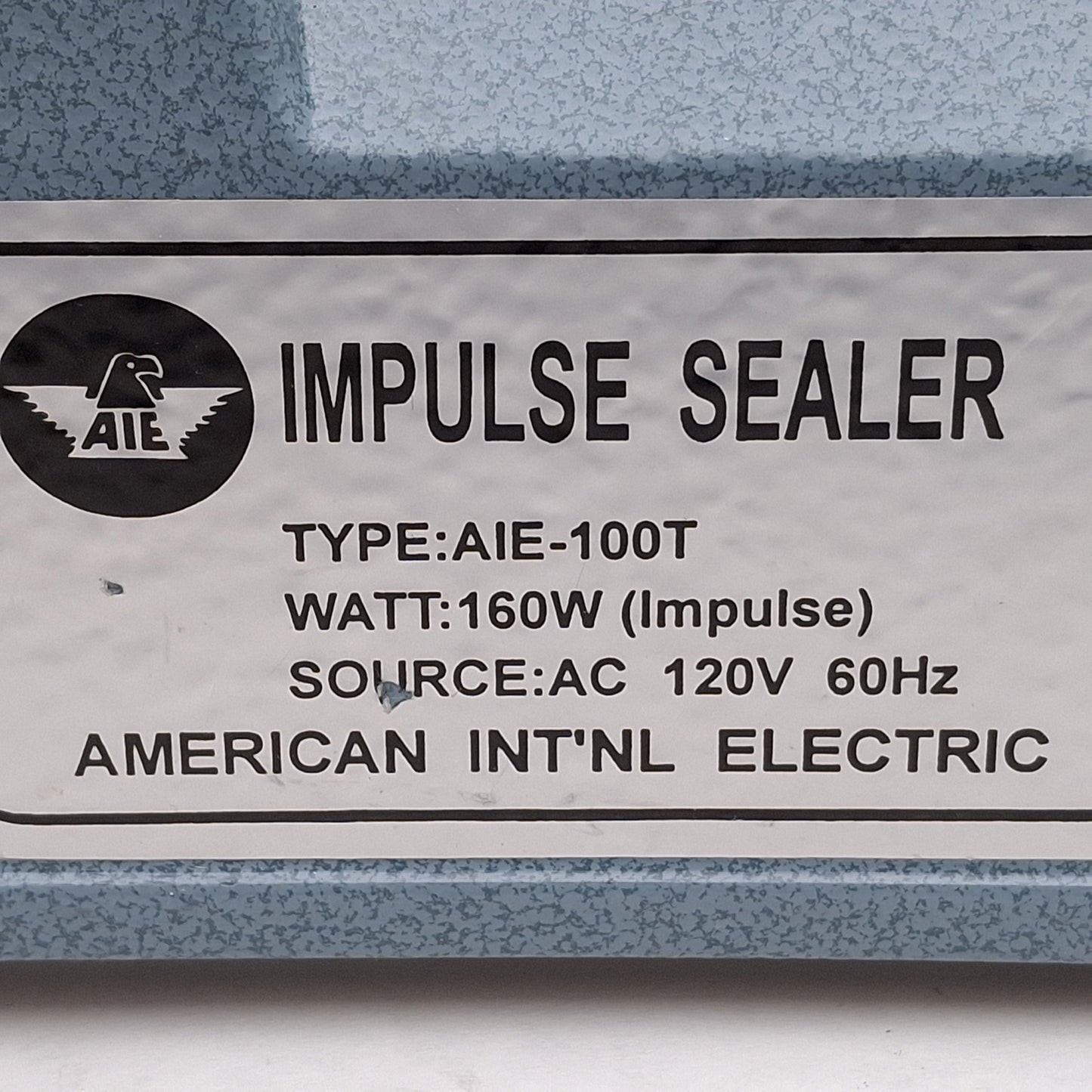 Used AIE AIE-100T Hand Operated Impluse Sealer, 4in x 2mm Seal, 160W, 120VAC
