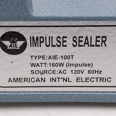 Used AIE AIE-100T Hand Operated Impluse Sealer, 4in x 2mm Seal, 160W, 120VAC