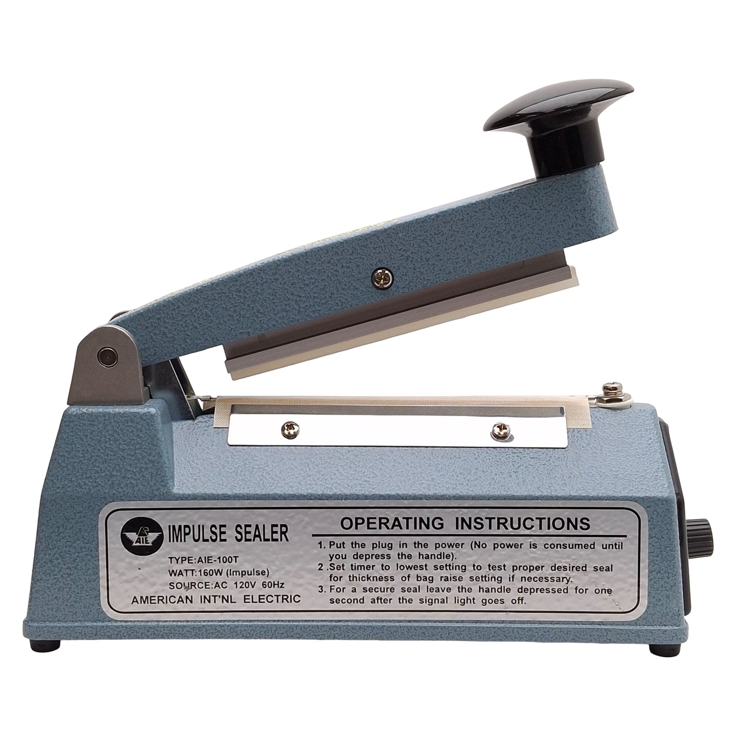 Used AIE AIE-100T Hand Operated Impluse Sealer, 4in x 2mm Seal, 160W, 120VAC