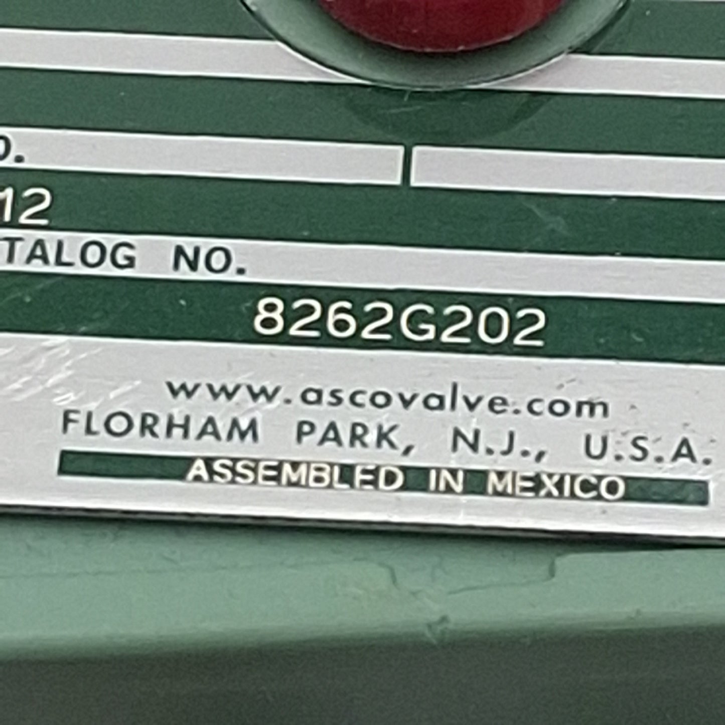Used ASCO 8262G202 Red-Hat Solenoid Valve, 2-Way, 1/4in NPT, 200psi, 110/120VAC Coil