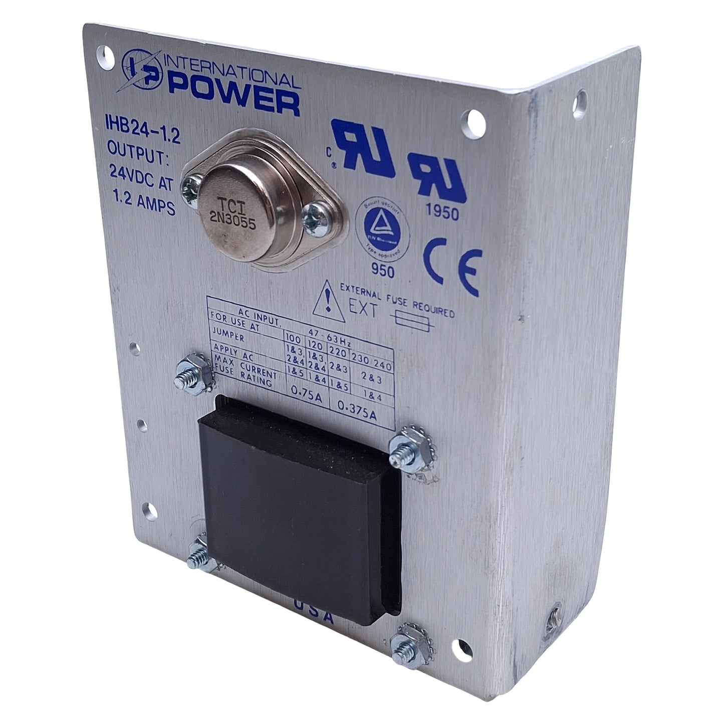 Used International Power IHB24-1.2 Power Supply 100-240VAC In, 24VDC @ 1.2A Out