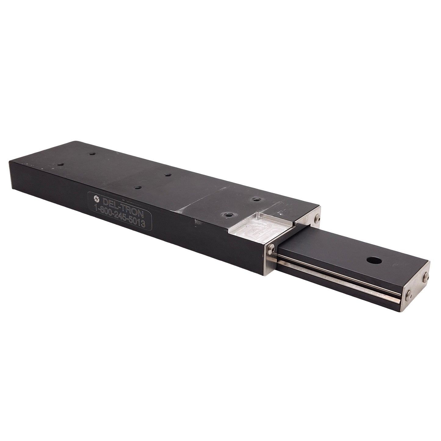 Used Del-Tron RS3-6 Crossed Roller Slide, 2.62in x 9in, 6in Travel *Milled Corner*