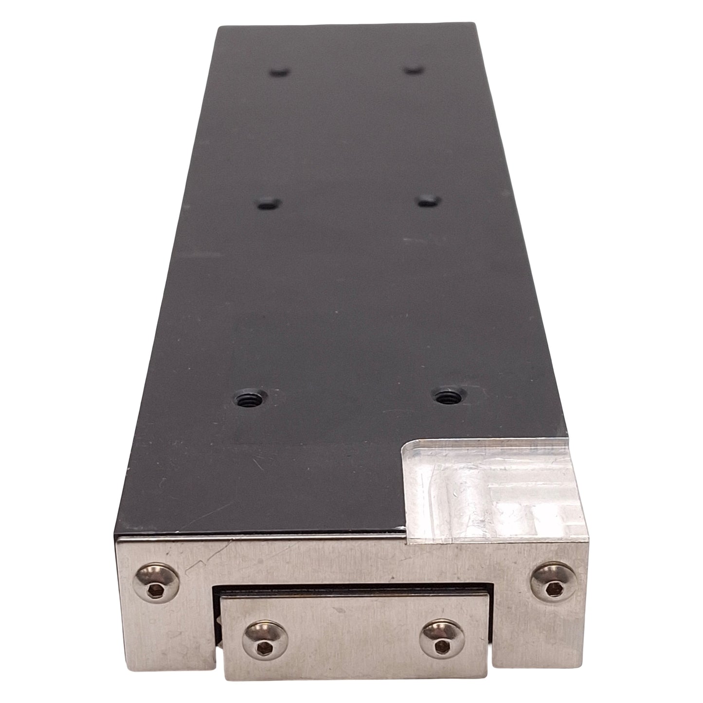 Used Del-Tron RS3-6 Crossed Roller Slide, 6in Travel, 2.62in x 9in *Milled Corner*