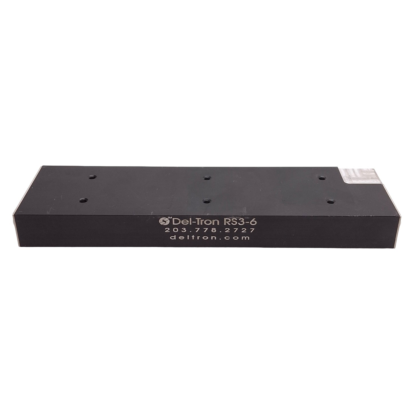 Used Del-Tron RS3-6 Crossed Roller Slide, 6in Travel, 2.62in x 9in *Milled Corner*
