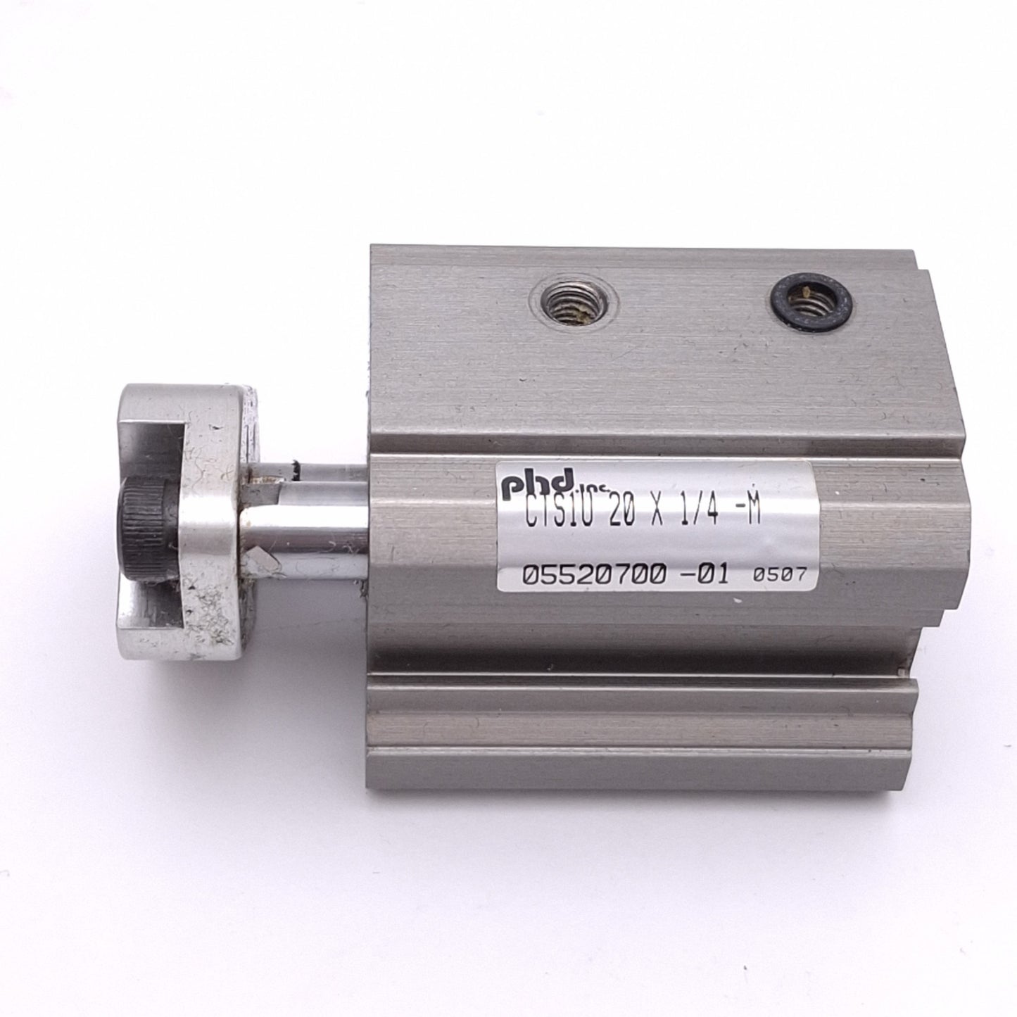 Used PHD CTS1U20X1/4-M Pneumatic Cylinder, 20mm Bore, 1/4in Stroke, 150psi, M5 Port