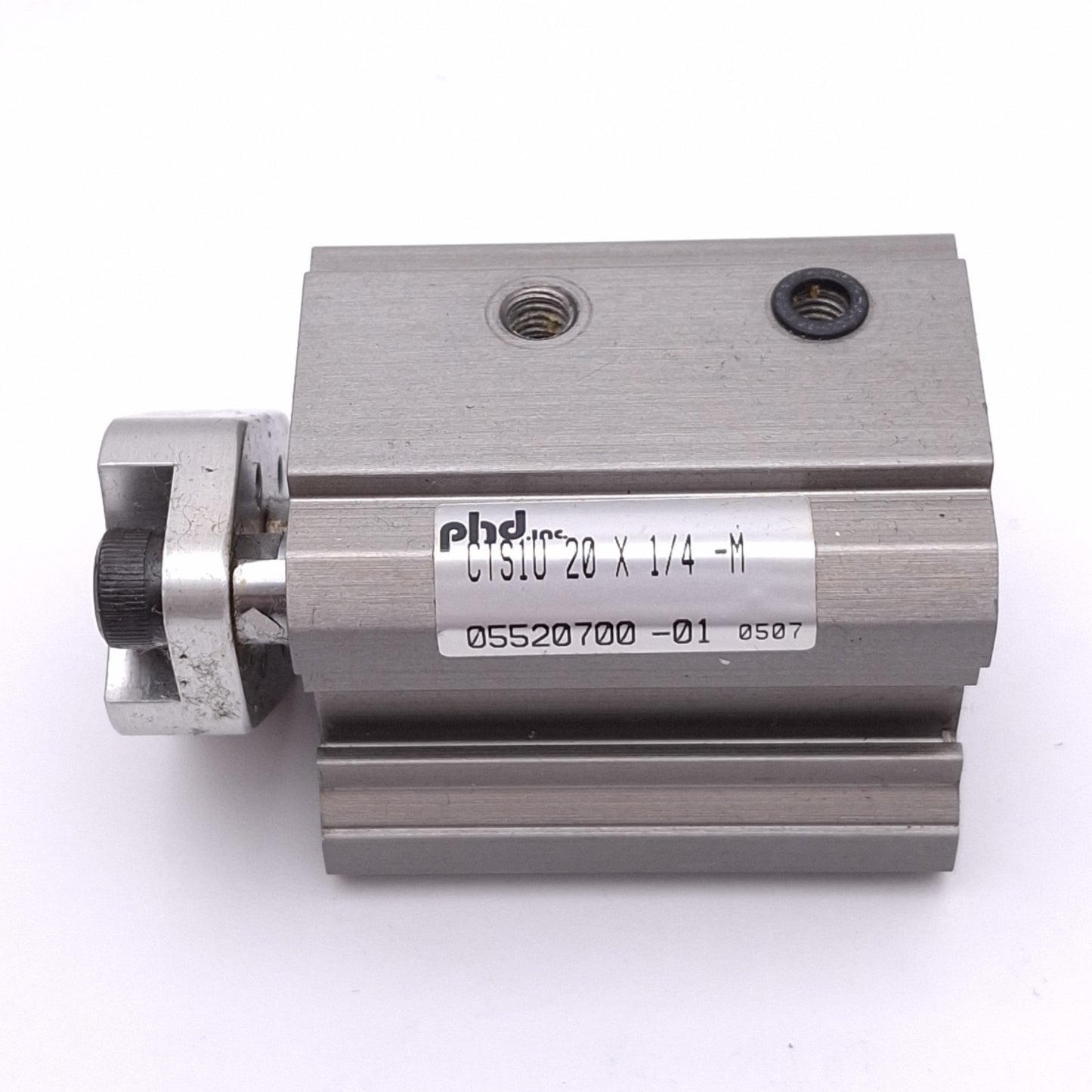 Used PHD CTS1U20X1/4-M Pneumatic Cylinder, 20mm Bore, 1/4in Stroke, 150psi, M5 Port