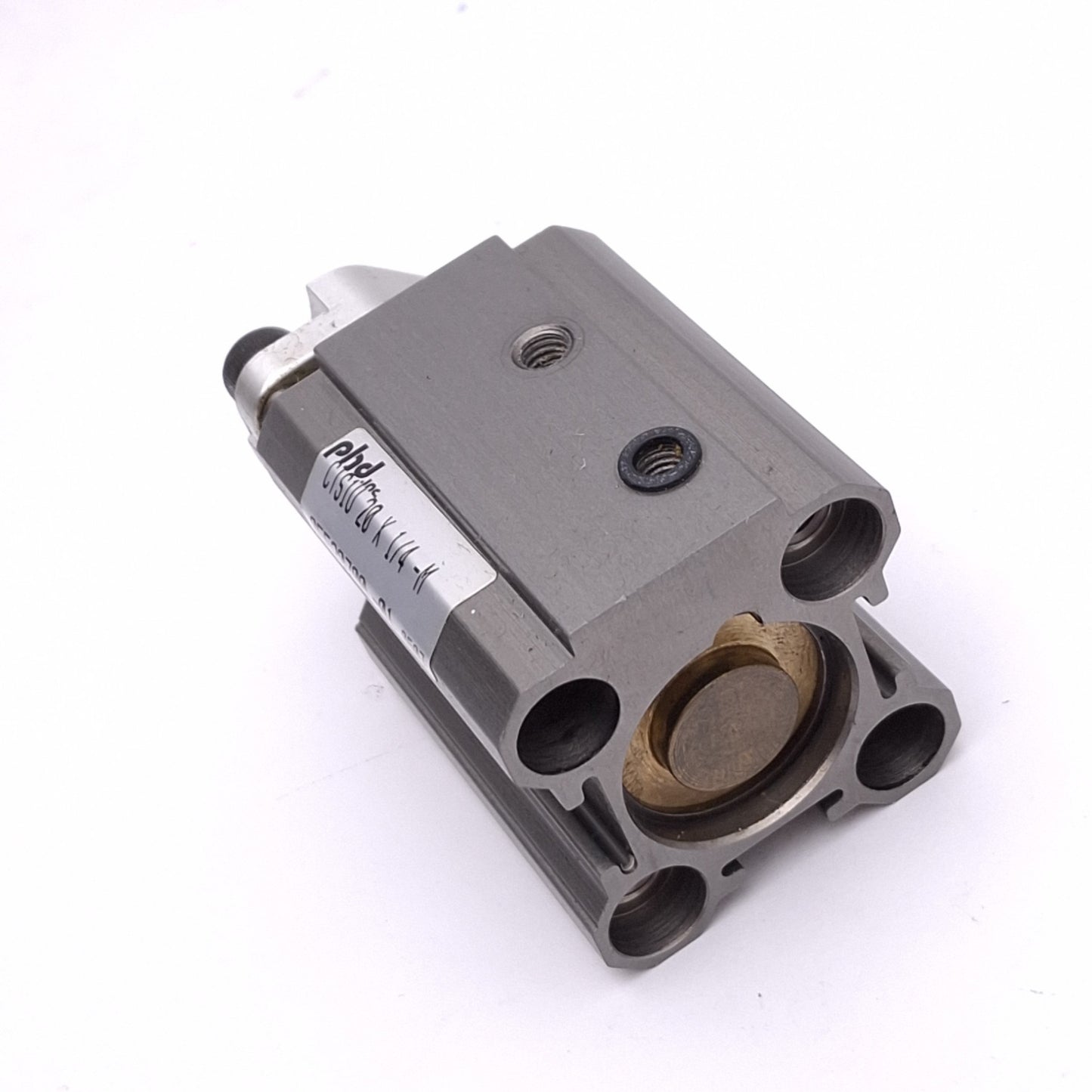 Used PHD CTS1U20X1/4-M Pneumatic Cylinder, 20mm Bore, 1/4in Stroke, 150psi, M5 Port