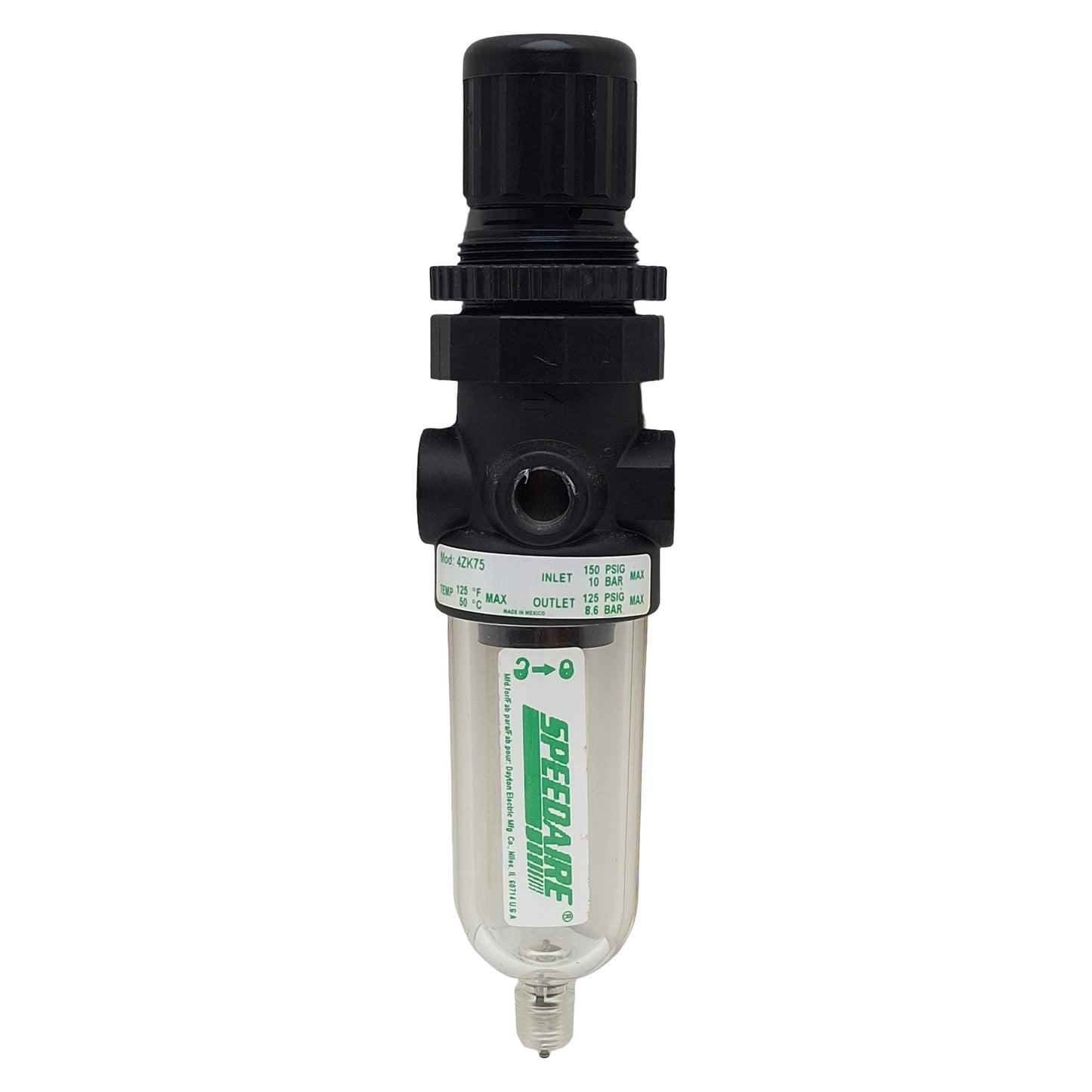 Used Speedaire 4ZK75 Pneumatic Filter Regulator, 1/4in NPT, 14cfm, 5µm, 150psi Max