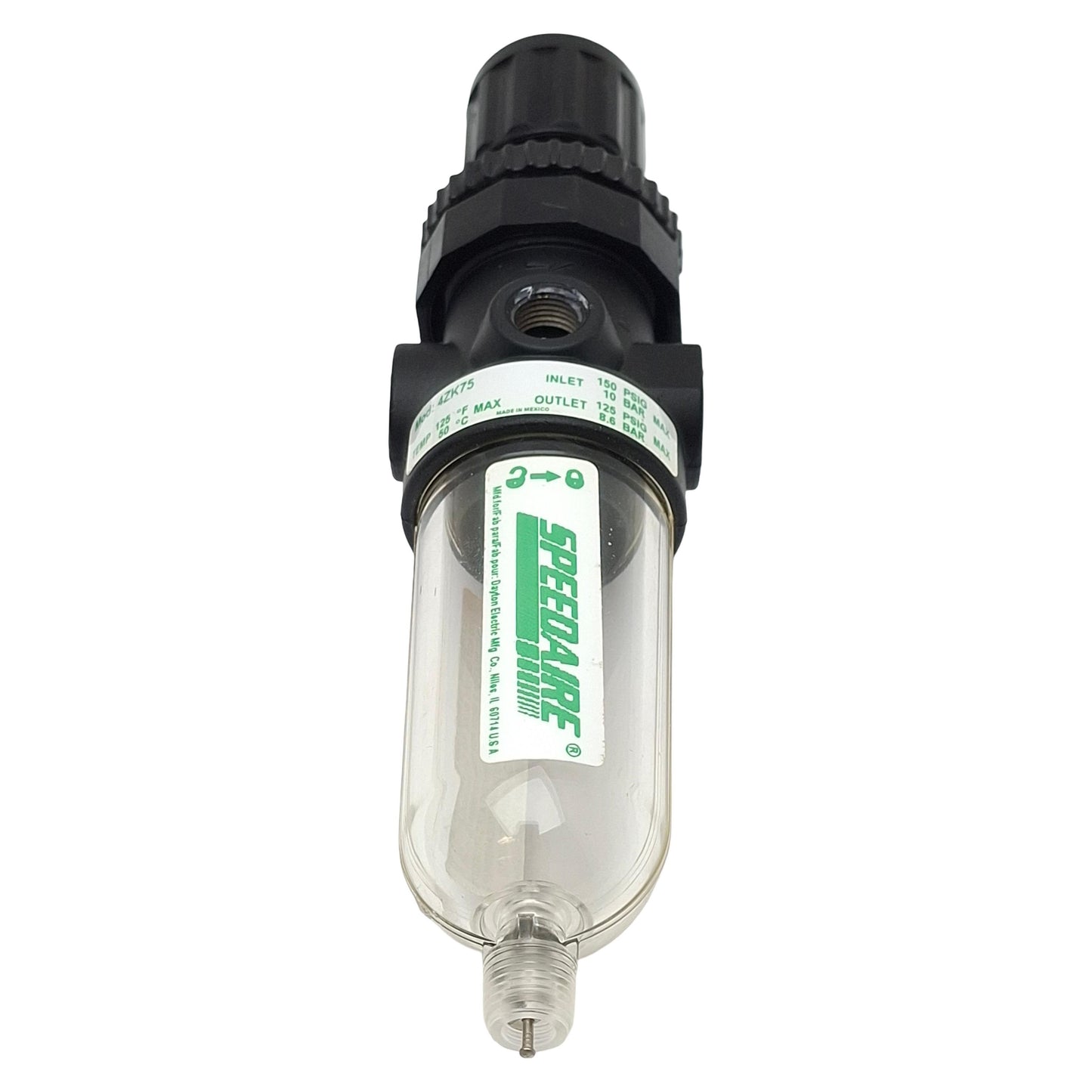 Used Speedaire 4ZK75 Pneumatic Filter Regulator, 1/4in NPT, 14cfm, 5µm, 150psi Max