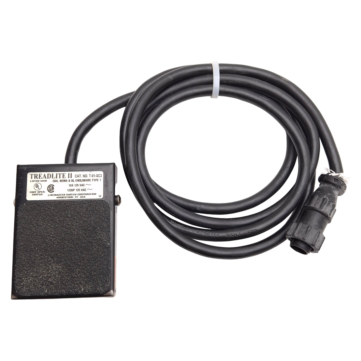 Used Linemaster T-91-SC3 Treadlite II Footswitch, 10A 125VAC, AMP 4-Position 3-Pin