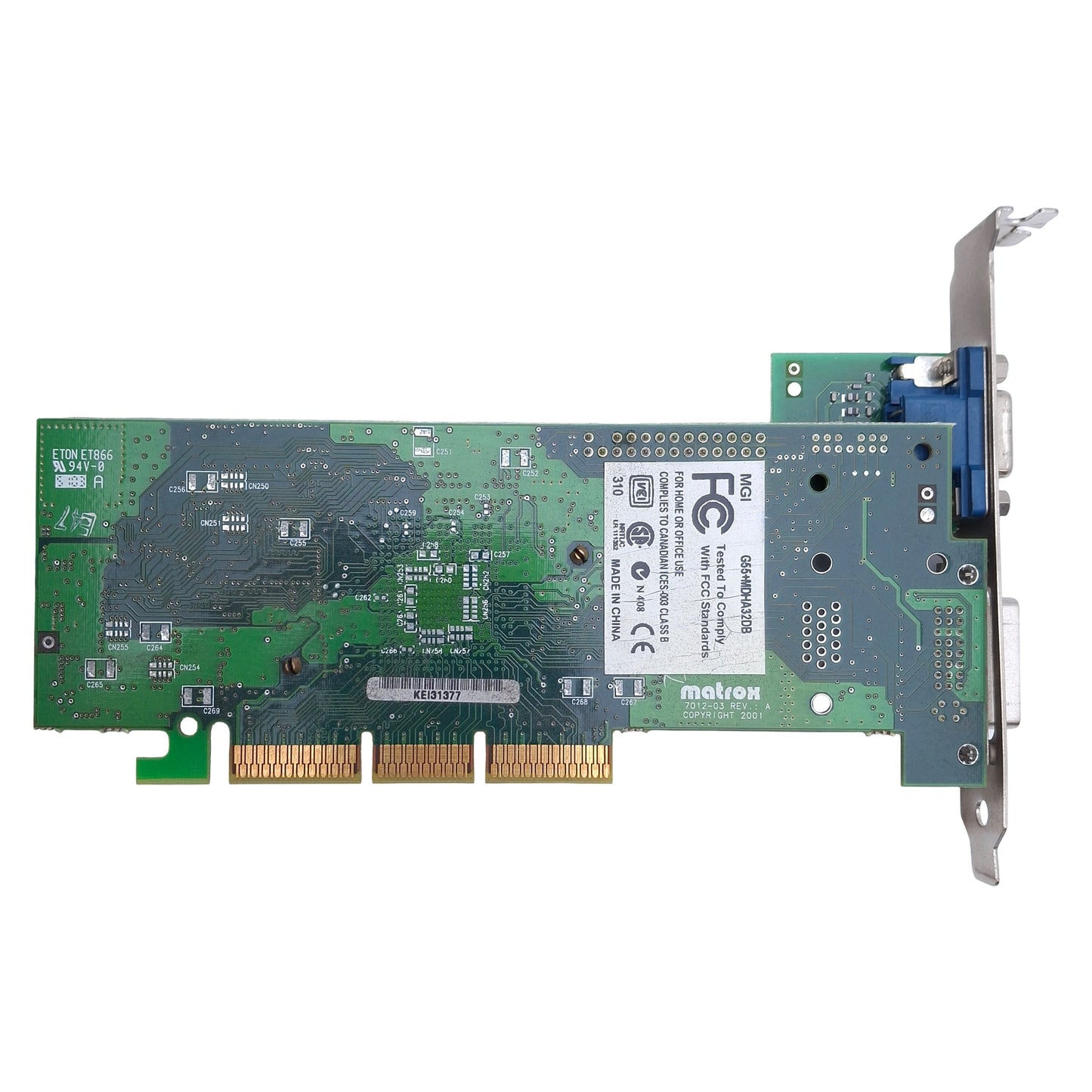 Used Matrox G55+MDHA32DB Video Card 32MB DDR Memory, 2048x1536/1600x1200, ATX