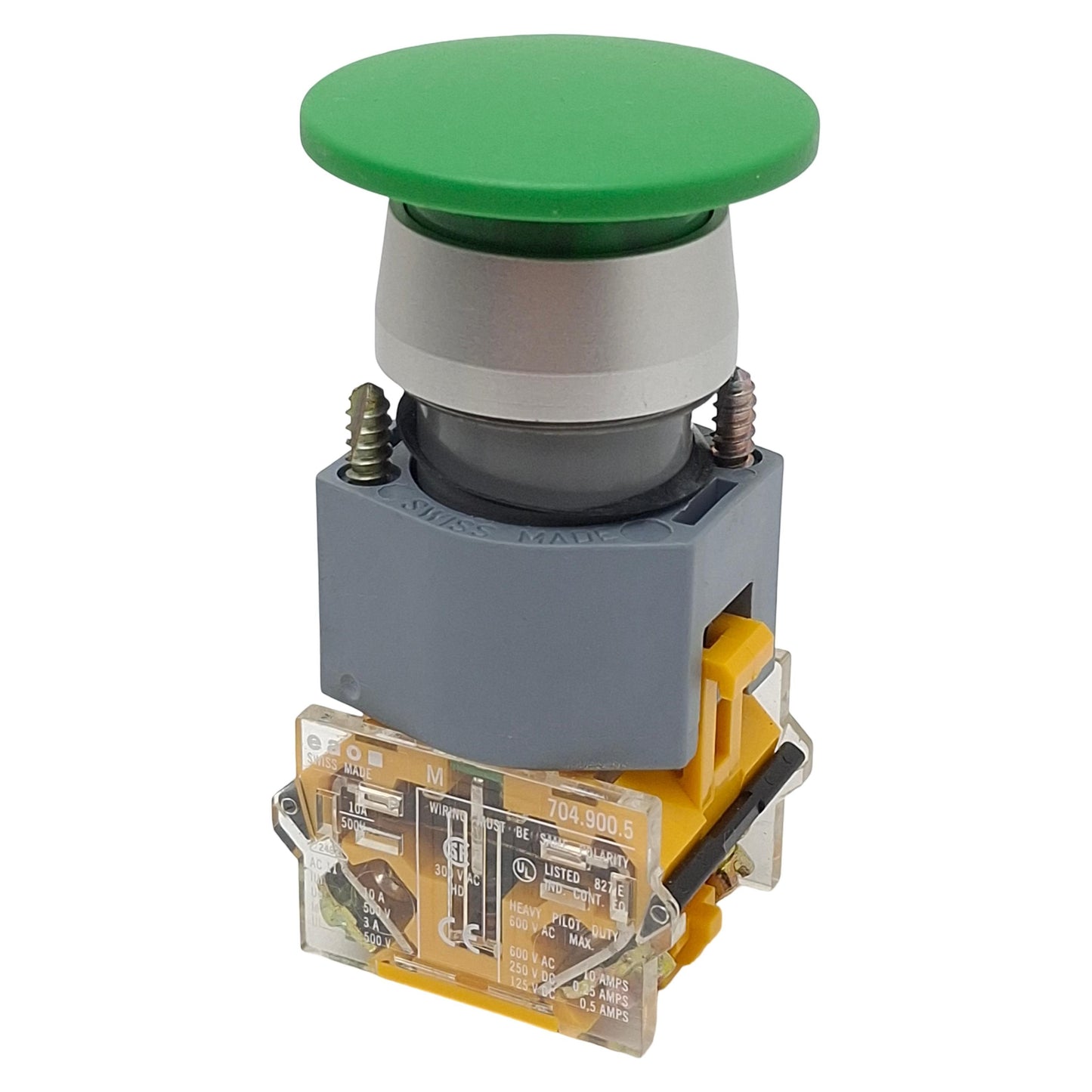 Used EAO 704.900.5 Green Momentary Push Button Switch, ø22mm, 1NC/1NO, 10A 500VAC Max