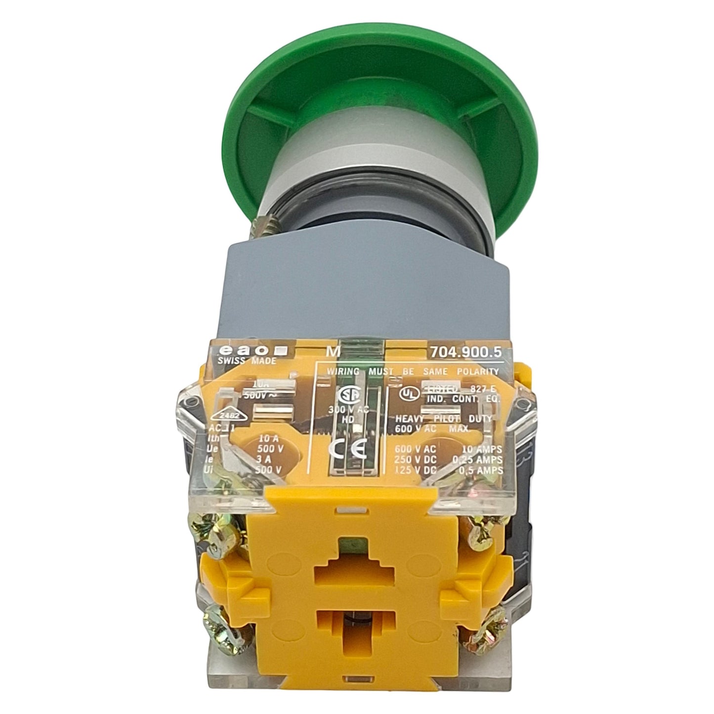 Used EAO 704.900.5 Green Momentary Push Button Switch, ø22mm, 1NC/1NO, 10A 500VAC Max