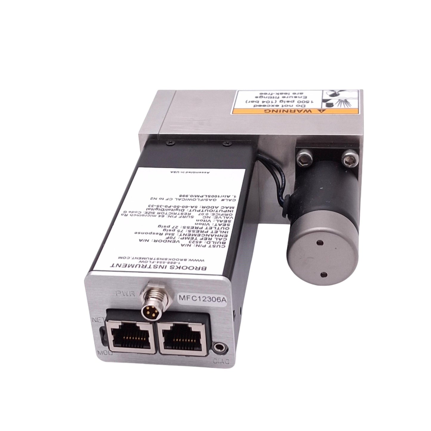 Used Brooks SLA585171BAB1A2A1 Mass Flow Meter for Air, 75psi In, 27psi Out, 24VDC