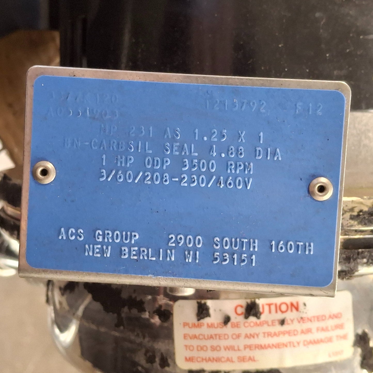 Used Scot ACS Group MP231AS 1.25x1 Electric Pump, 1HP ODP, 208-230/460V 3-PH 60Hz