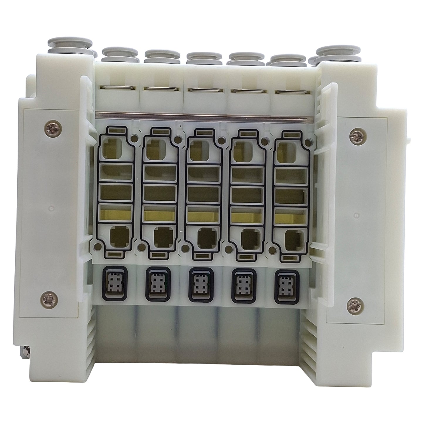 Used SMC SS5Y5-10S0-05B-C6 Manifold Base 5-Stations, ø6mm One-Touch, DIN Rail