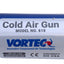 Used Vortec 610 Adjustable Cold Air Gun, 900 BTU/hr Cooling, -10°F, 1/4" NPT, 15 SCFM