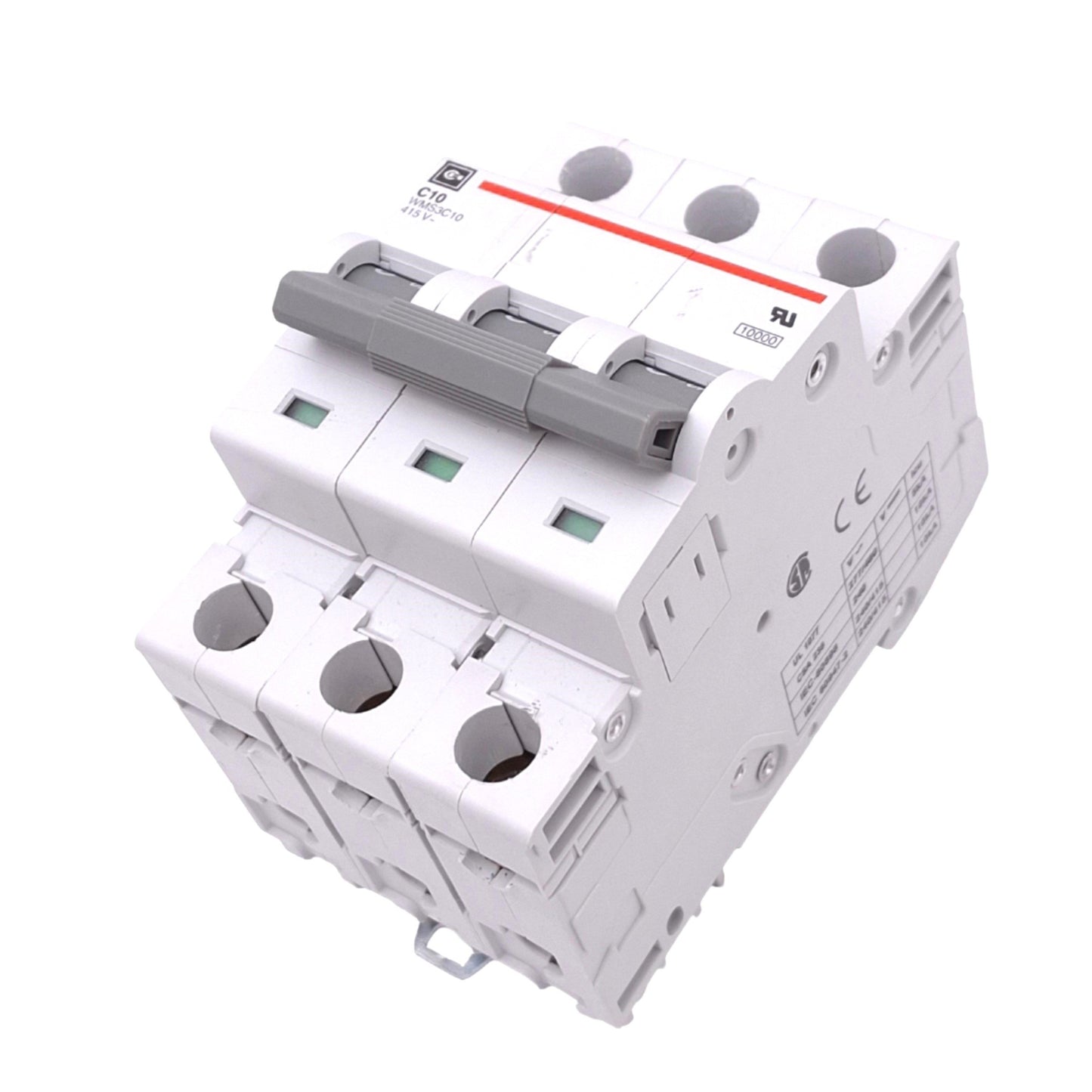 Used Cutler-Hammer WMS3C10 Circuit Breaker, 3-Pole 10A, 415VAC Max, DIN Rail