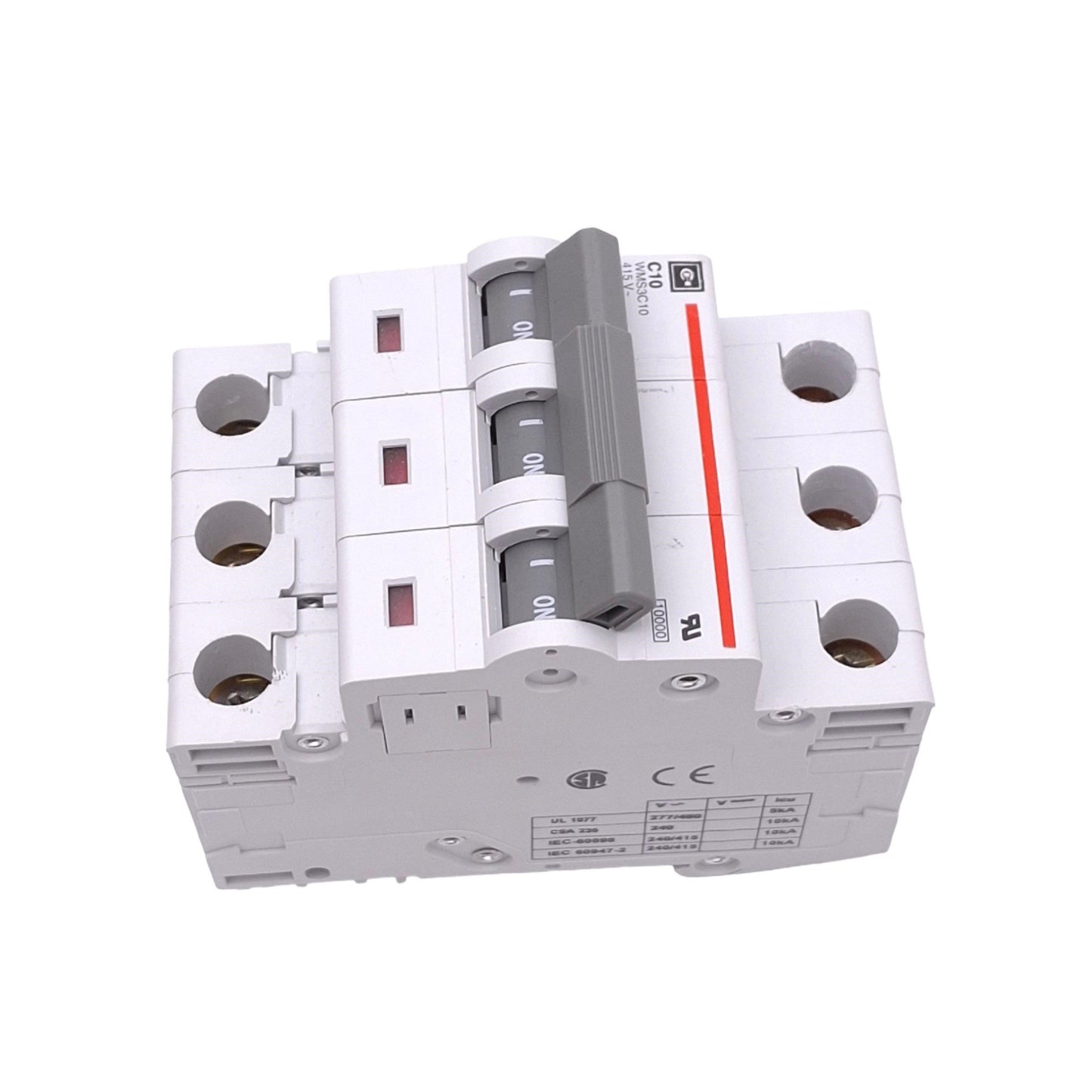 Used Cutler-Hammer WMS3C10 Circuit Breaker, 3-Pole 10A, 415VAC Max, DIN Rail