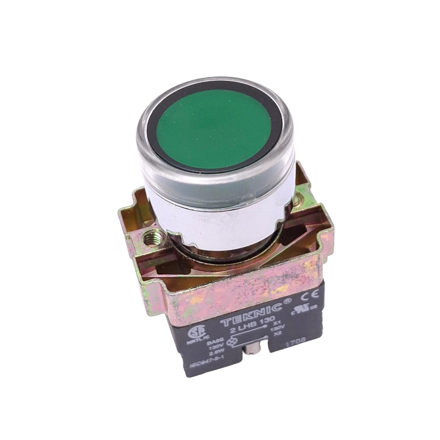 New Altech 2ALF3-110 Illuminated Green Momentary Pushbutton, 22mm, 110VAC/DC LED
