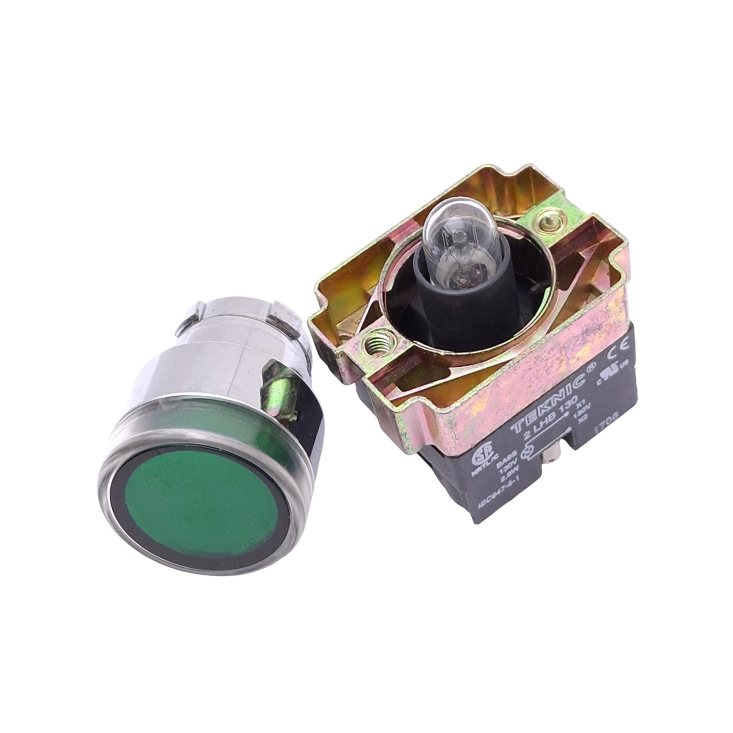 New Altech 2ALF3-110 Illuminated Green Momentary Pushbutton, 22mm, 110VAC/DC LED
