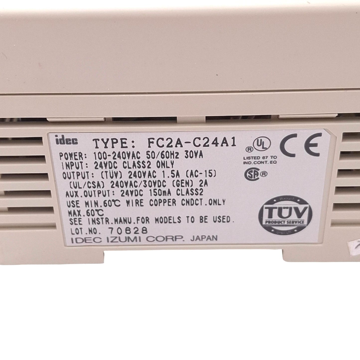 Used IDEC FC2A-C24A1 Logic Control Unit, 24-Point, 24VDC Sink/Source In, 100-240VAC