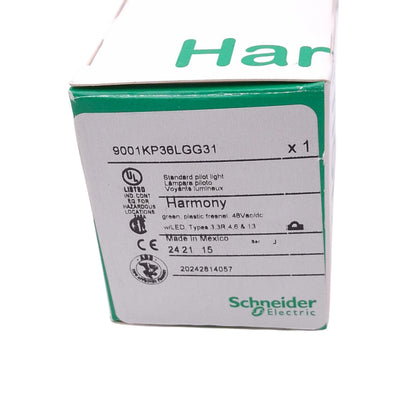 New Schneider Electric 9001KP36LGG31 Green Pilot Light, ø30mm, 48VAC/DC Lamp
