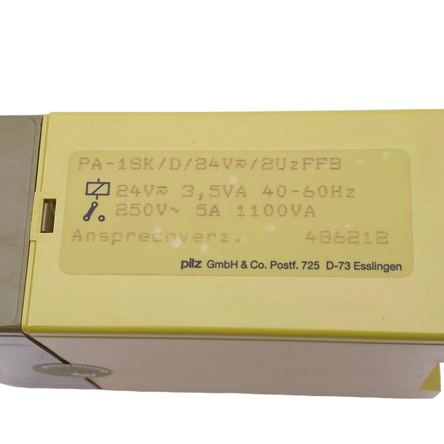 Used Pilz PA-1SK/D/24VAC/2UZFFB Safety Relay, 2CO, 250VAC 5A Max, 24VAC Input