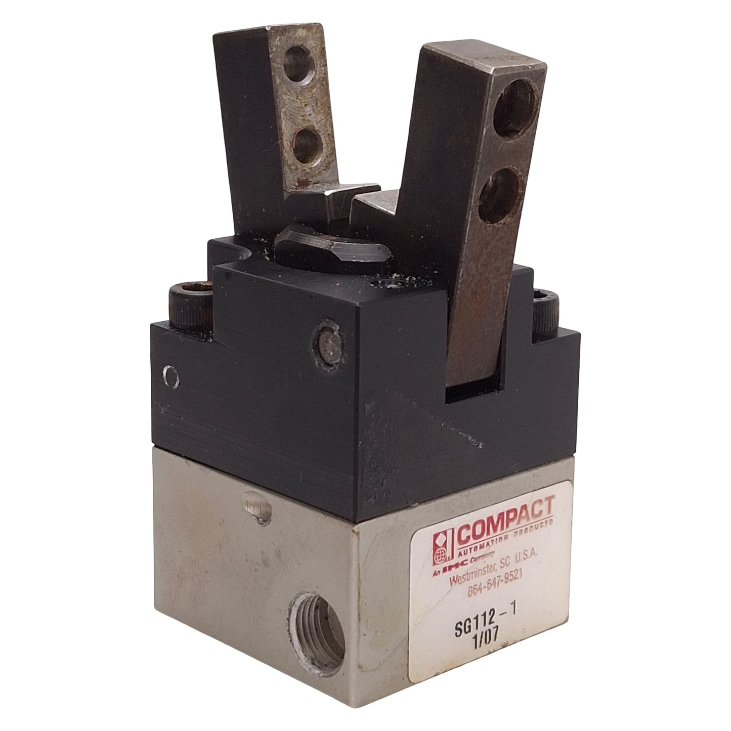 Used Compact SG112-1 Angular Gripper, ø1-1/8in Bore, 2-Jaw, 1in Length, 1/8in NPT