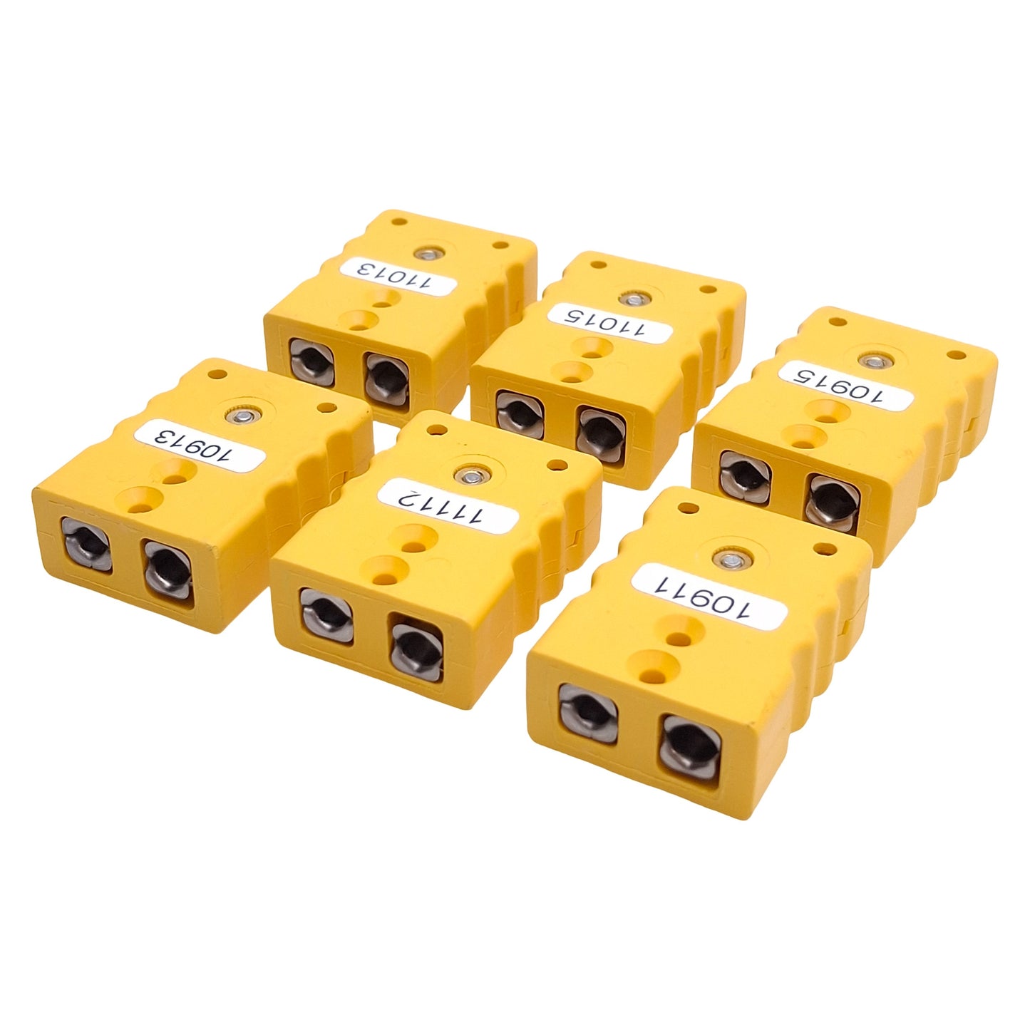 Used Lot of 6 Dayton 36GL04 Yellow Female Jack For Type K Thermocouple, 2-Pin