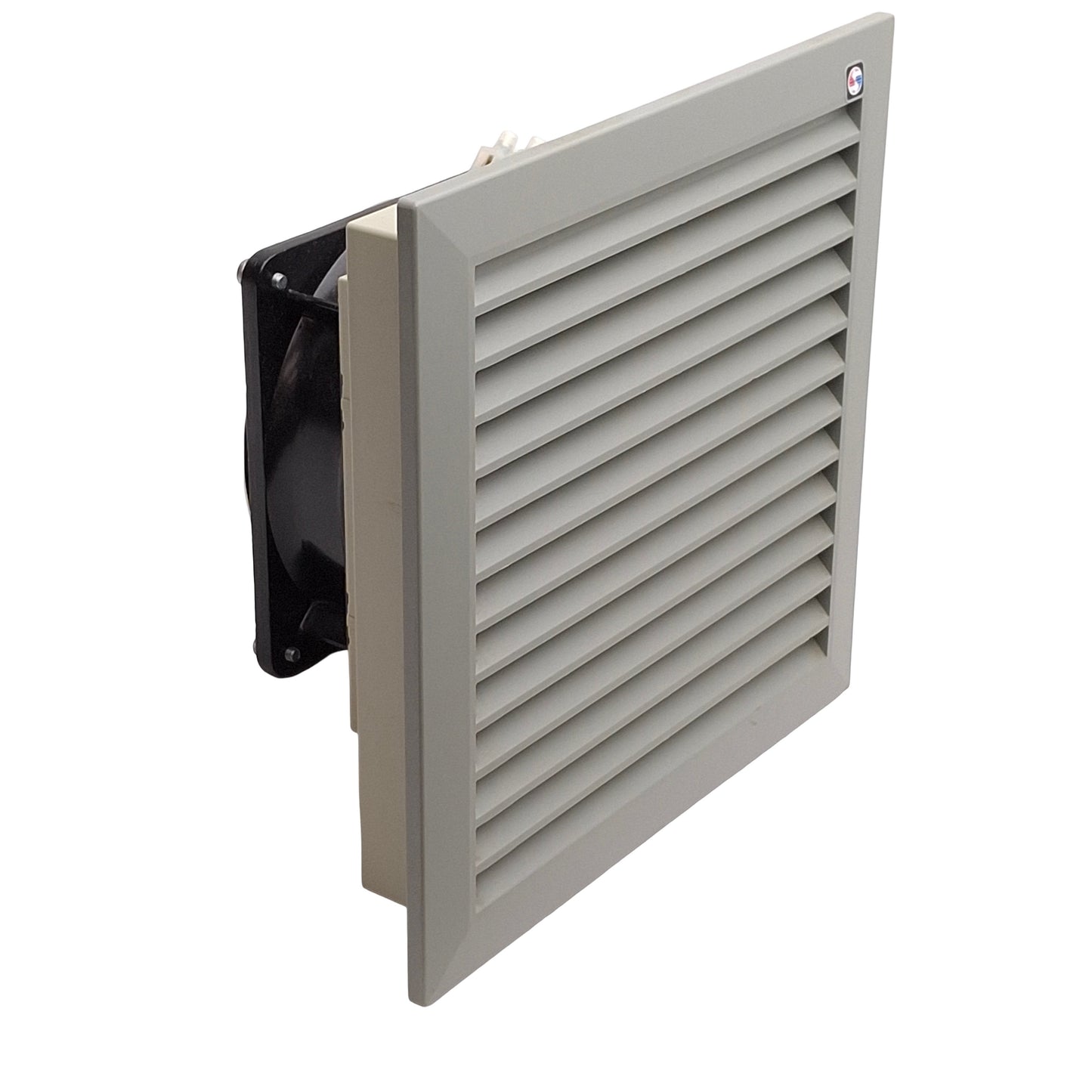 Used McLean SF-0916-002 Side-Mount Filter Fan, 75cfm, 20W, 115VAC 0.22A, 8in x 8in