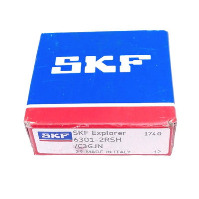New SKF 6301-2RSH/C3GJN Deep Groove Ball Bearing w/ Seals, 37mm OD, 12mm Bore