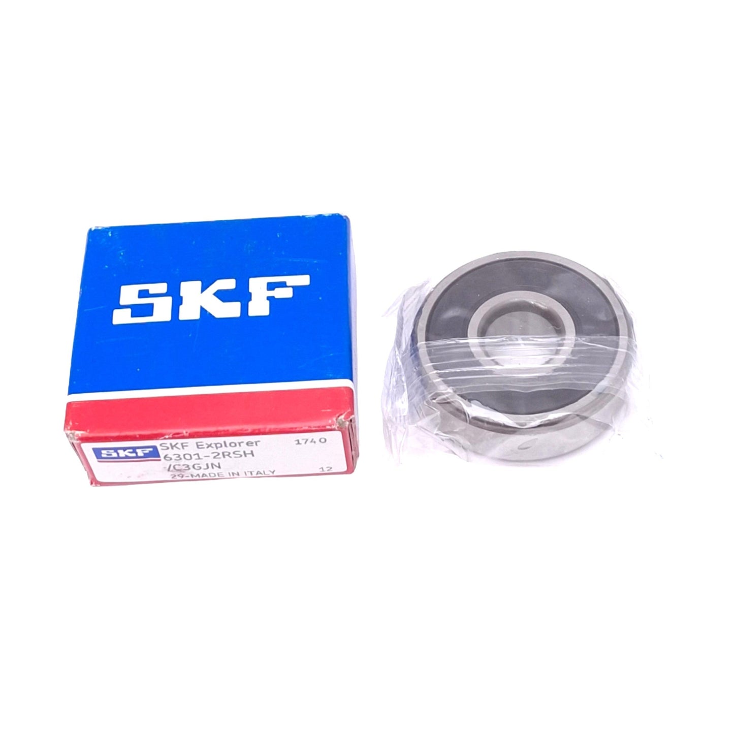 New SKF 6301-2RSH/C3GJN Deep Groove Ball Bearing w/ Seals, 37mm OD, 12mm Bore