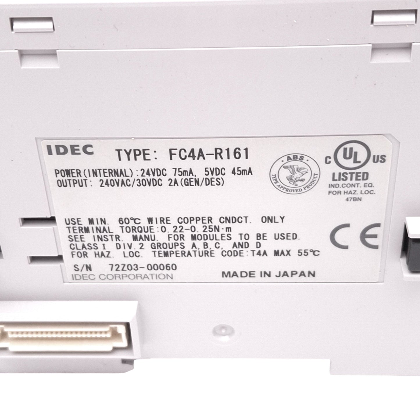 Used IDEC FC4A-R161 Relay Output Module for MicroSmart PLC, 16-Channel, 24VDC