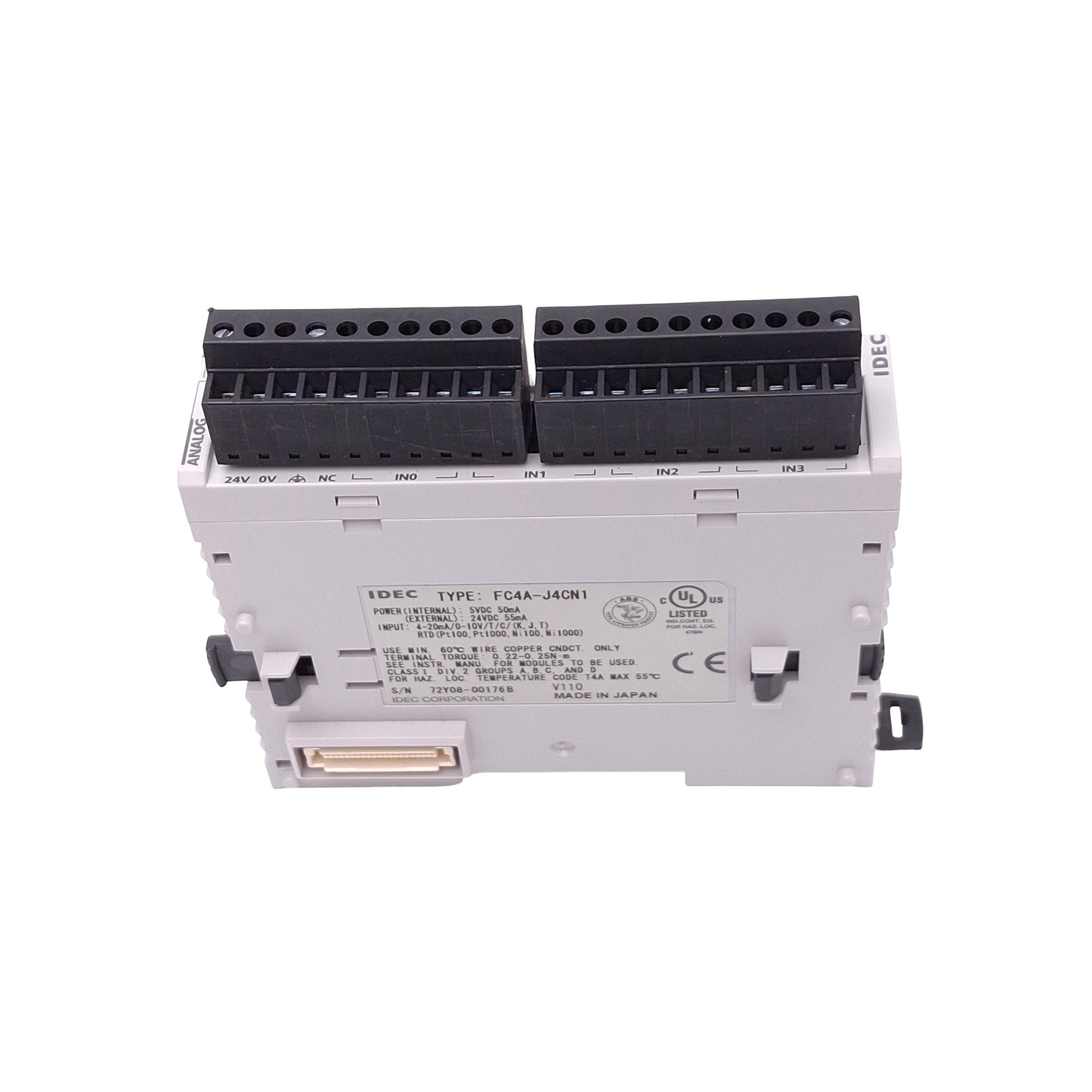 Used IDEC FC4A-J4CN1 Analog Input Module for MicroSmart PLC, 4-Channel, 24VDC