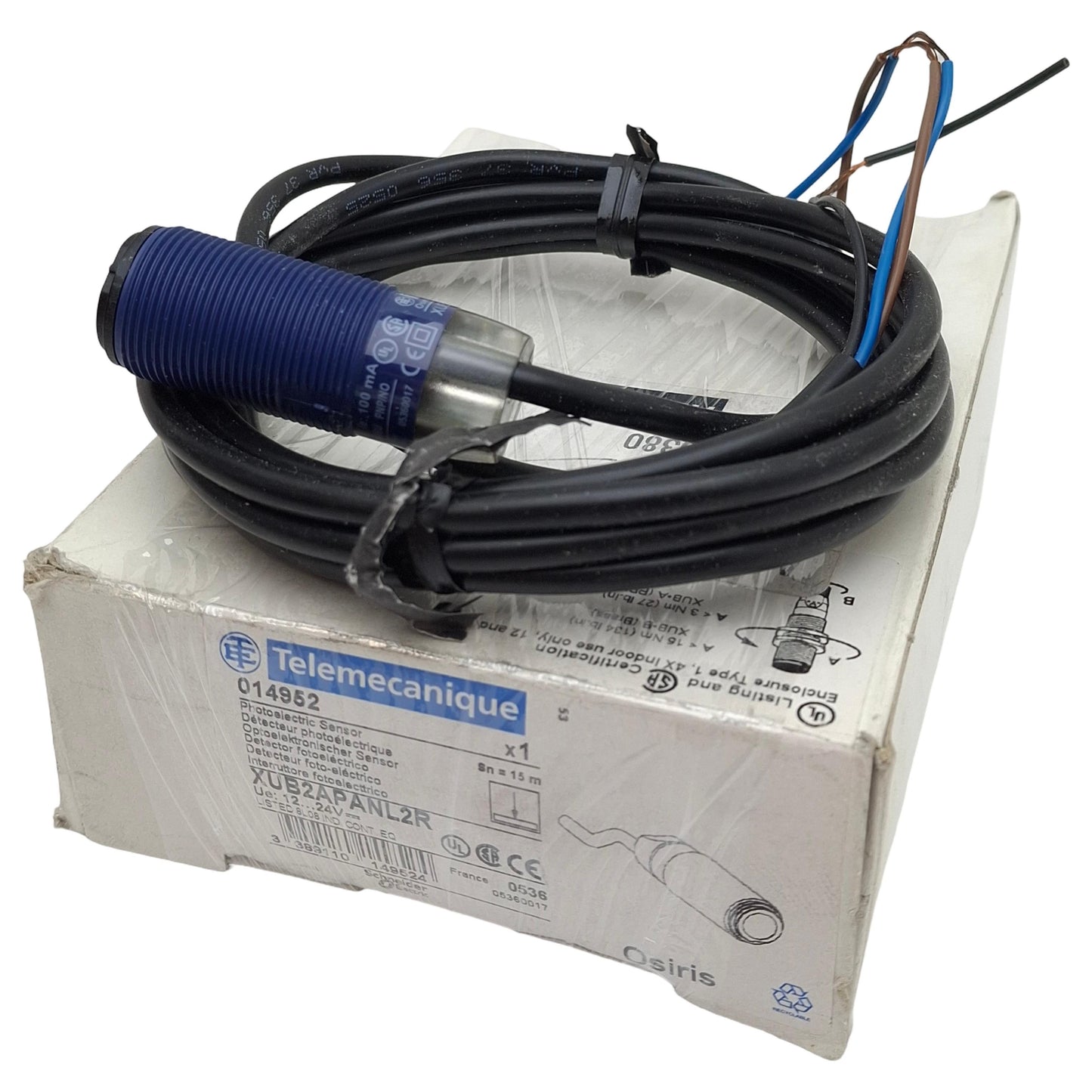 New Telemecanique XUB2APANL2R Photoelectric Sensor, PNP NO, 15m Range, 24VDC, M18