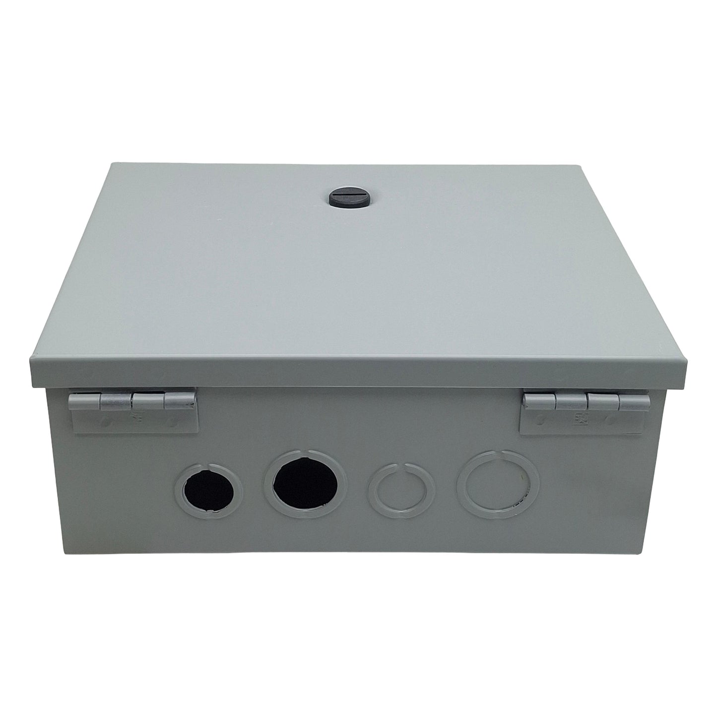 Used nVent AHE10X8X4 Hinge-Cover Gray Steel Enclosure 10in x 8in x 4in *Holes Cutout*