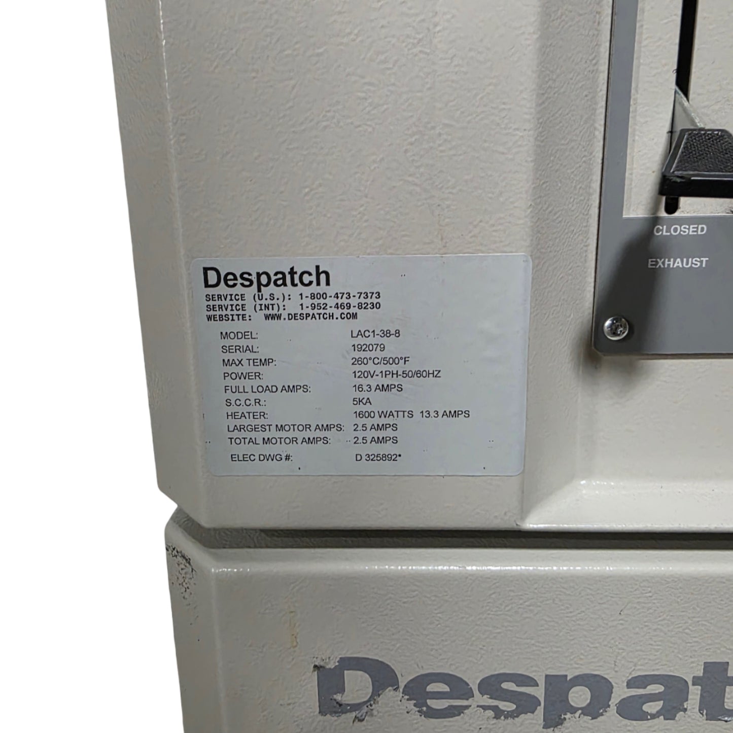 Used Despatch LAC1-38-8 High Performance Benchtop Oven 3.7CuFt, 260°C, 120VAC 16.3A