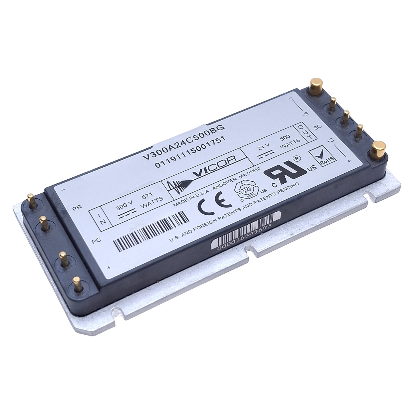 Used Vicor V300A24C500BG Maxi DC-DC Converter Module 300VDC In, 24VDC Out, 500W