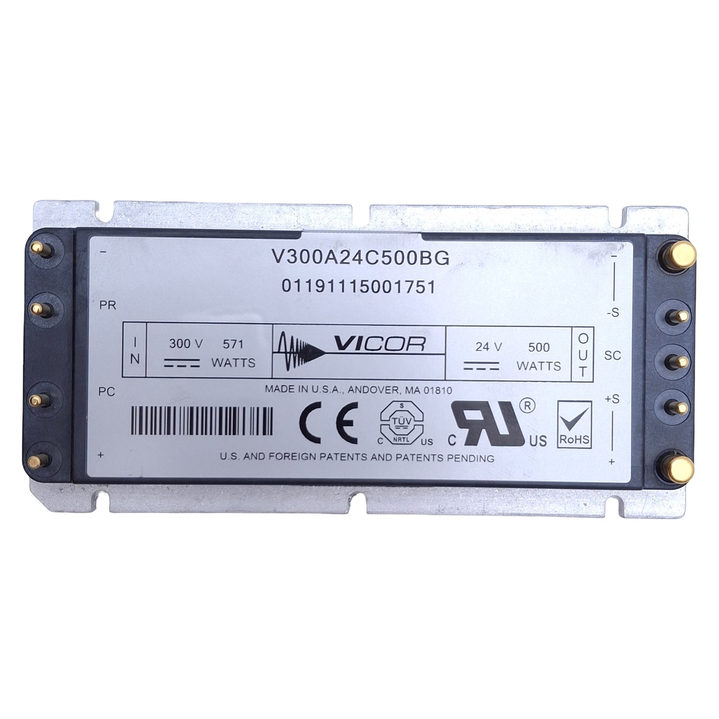 Used Vicor V300A24C500BG Maxi DC-DC Converter Module 300VDC In, 24VDC Out, 500W