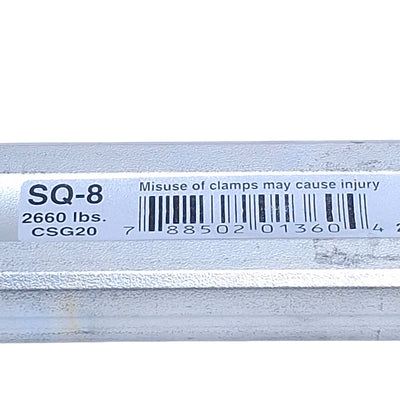 Used Bessey SQ-8 Steel Bar Clamp 2660lbs Force, 8" Capacity, 5-1/2" Throat Depth