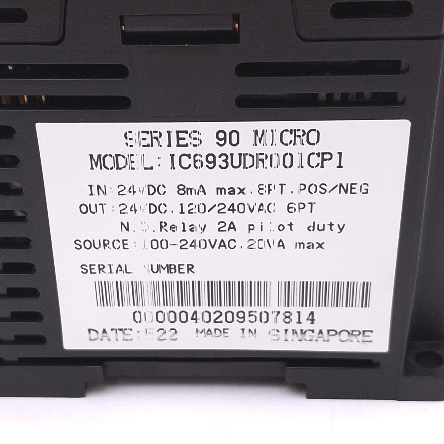 Used GE Fanuc IC693UDR001CP1 Series 90 Micro CPU PLC Module, 14-Point, 100-240VAC