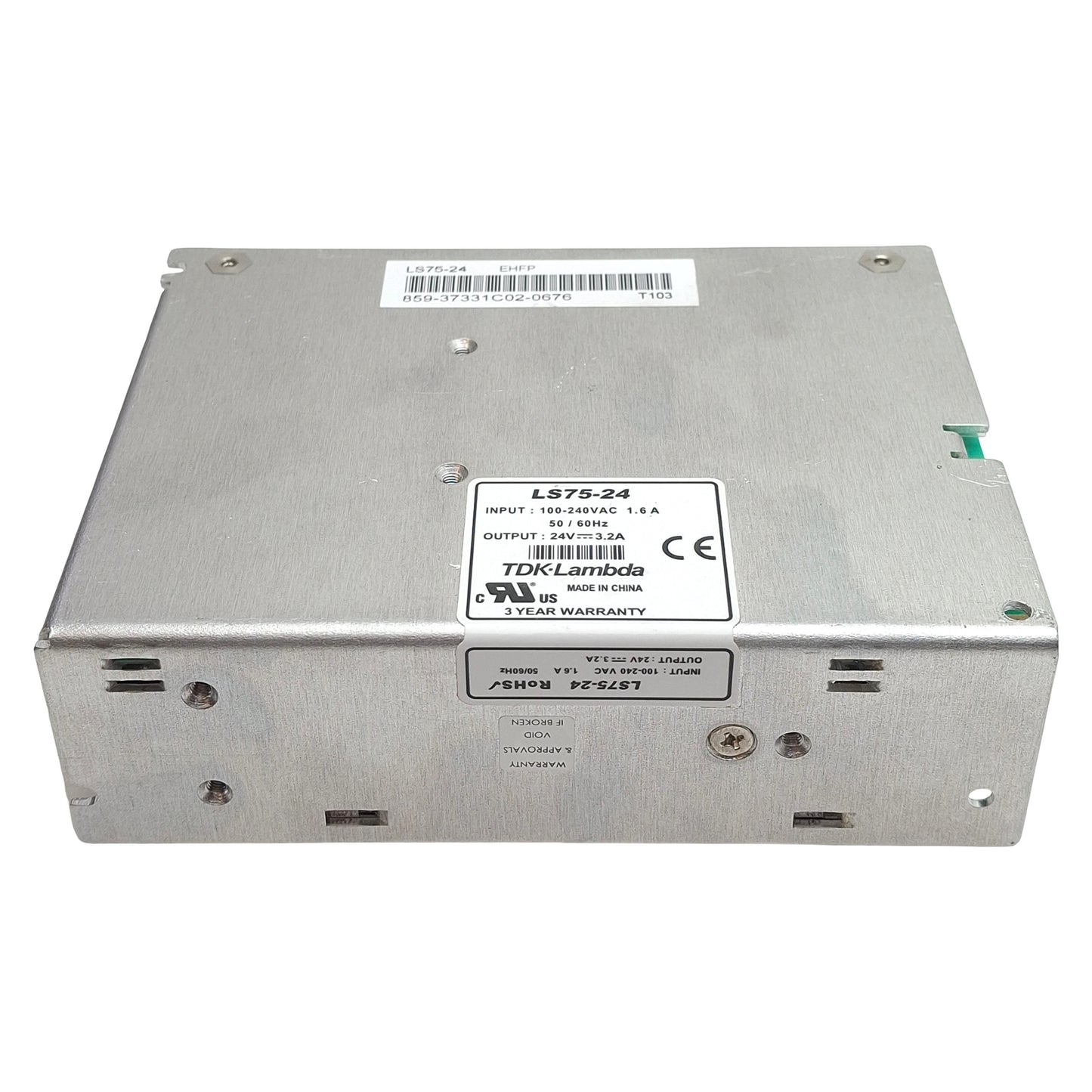 Used TDK-Lambda LS75-24 Enclosed Power Supply, 100-240VAC In, 3.2A 24VDC Out