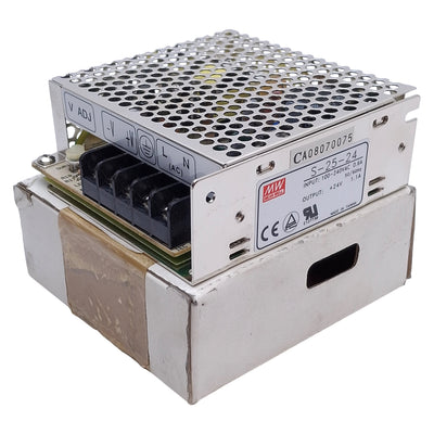 New Mean Well S-25-24 Switching Power Supply 100-240VAC 0.6A In, 24VDC 1.1A Out, 25W