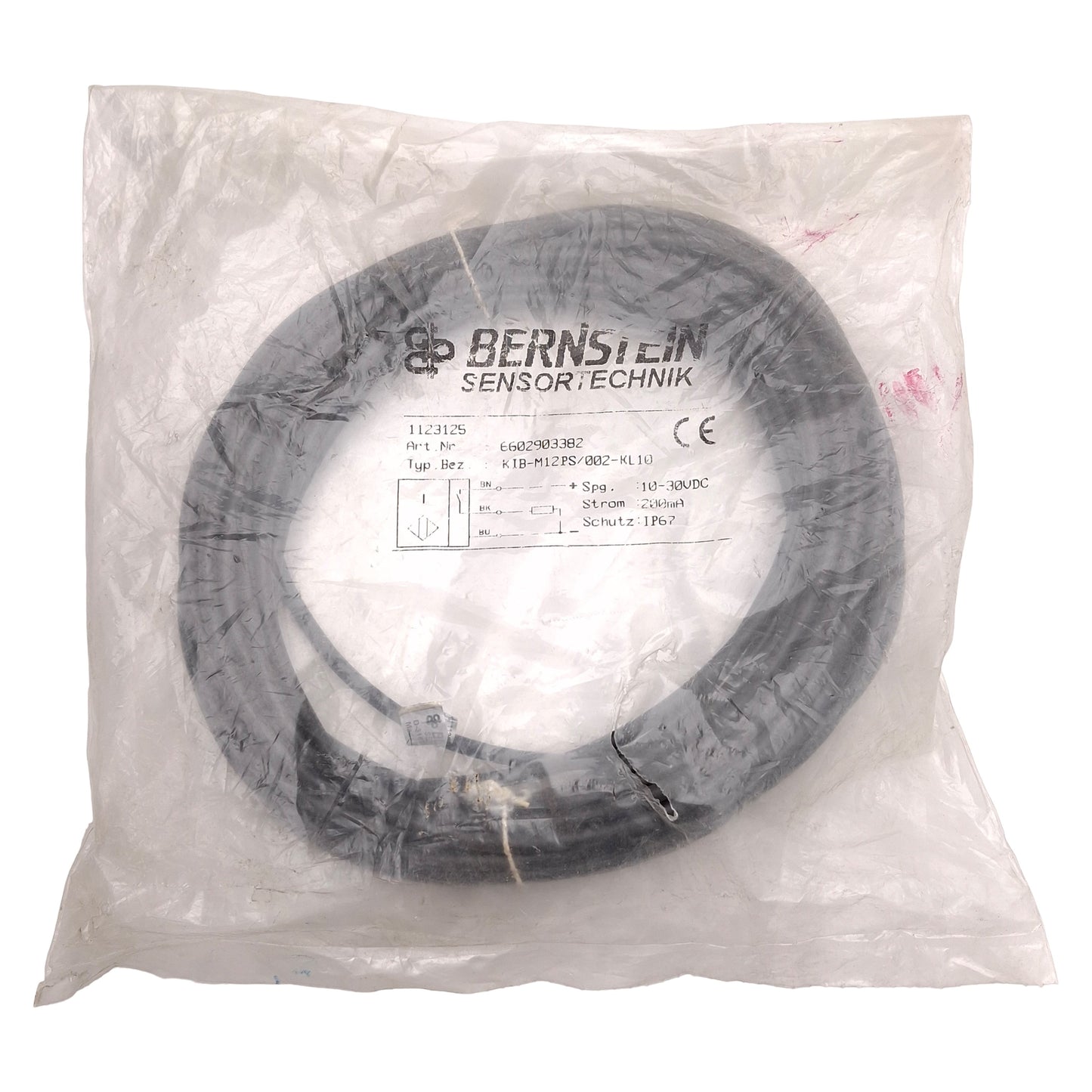 New Bernstein KIB-M12PS/002-KL10 Inductive Proximity Sensor, PNP, 2mm, 10-30VDC, 10m